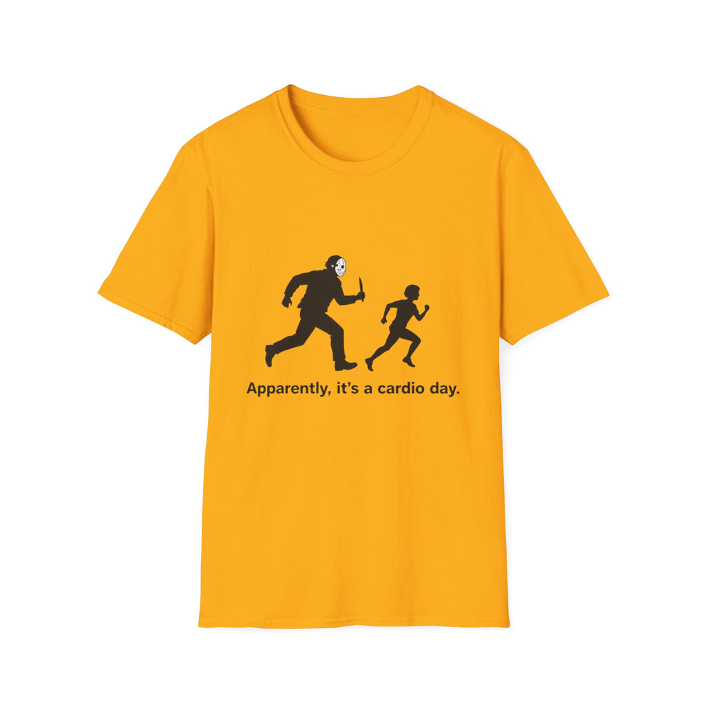 T-Shirt — "Apparently, it’s a cardio day." Funny Running Workout Tee