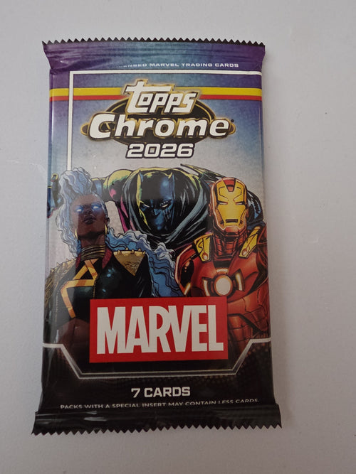 2026 Topps Chrome Marvel Comics Trading Card Booster Pack (7 Cards) - Sealed Mega Box Pack - Grown Up Kids