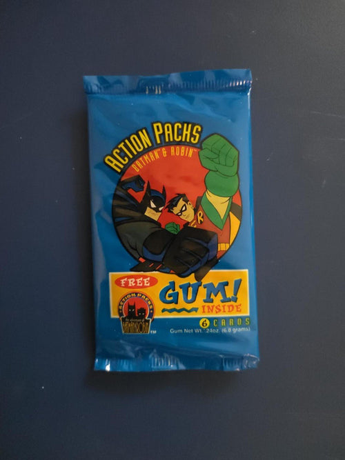 Batman & Robin Action Packs Vintage Sealed Trading Card Pack – 6 Cards + Gum - Grown Up Kids