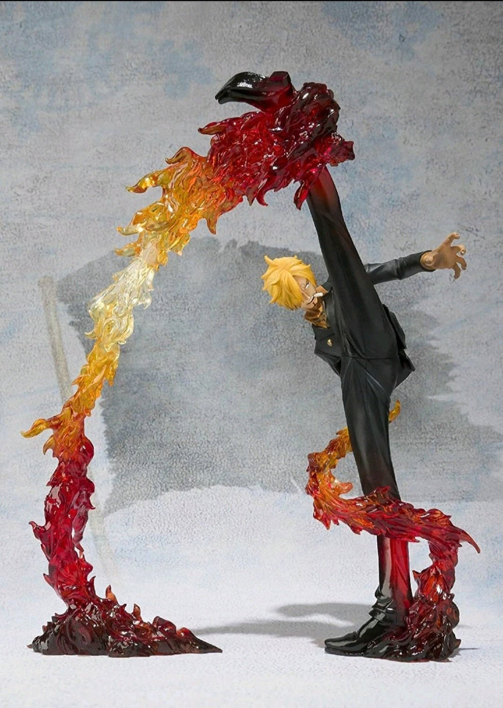 Custom Anime Action Figure – High Kick Pose w/ Translucent Flame Effect, 6–7” Display Piece - Grown Up Kids