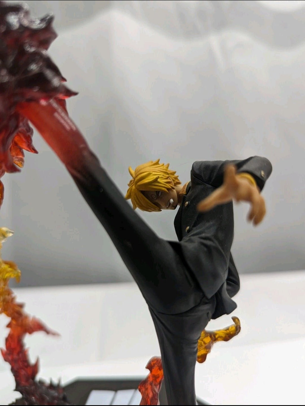 Custom Anime Action Figure – High Kick Pose w/ Translucent Flame Effect, 6–7” Display Piece - Grown Up Kids