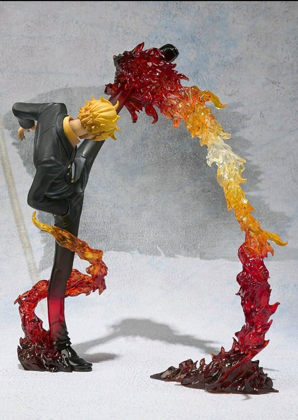 Custom Anime Action Figure – High Kick Pose w/ Translucent Flame Effect, 6–7” Display Piece - Grown Up Kids