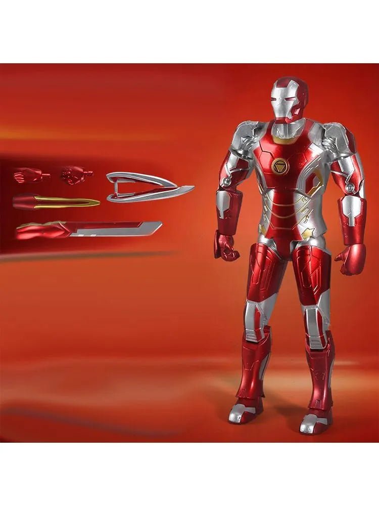 Custom Armored Hero MK5 Action Figure w/ Accessories – Red & Silver Suit, 6–7” Scale - Grown Up Kids
