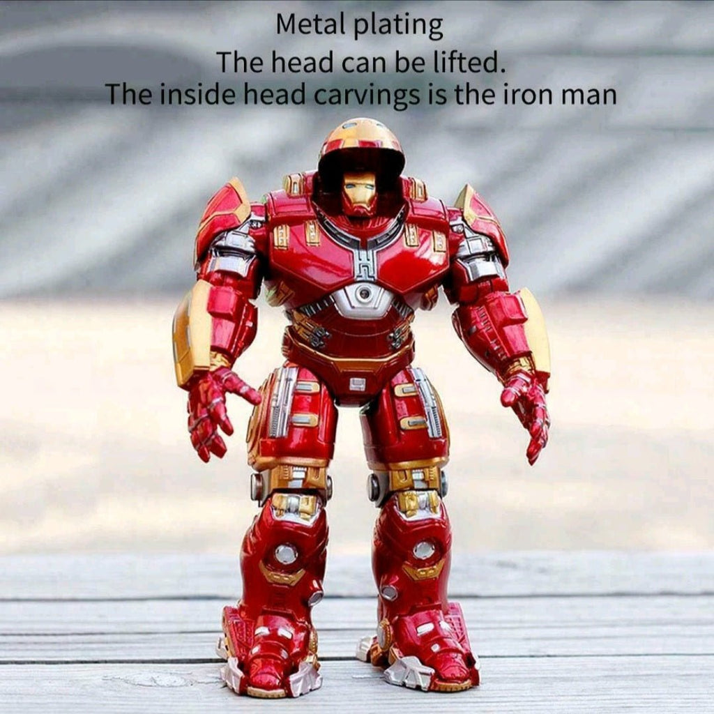 Custom Heavy Armor Suit Action Figure – Metallic Red & Gold w/ Opening Helmet, 6–7” Collector Display - Grown Up Kids