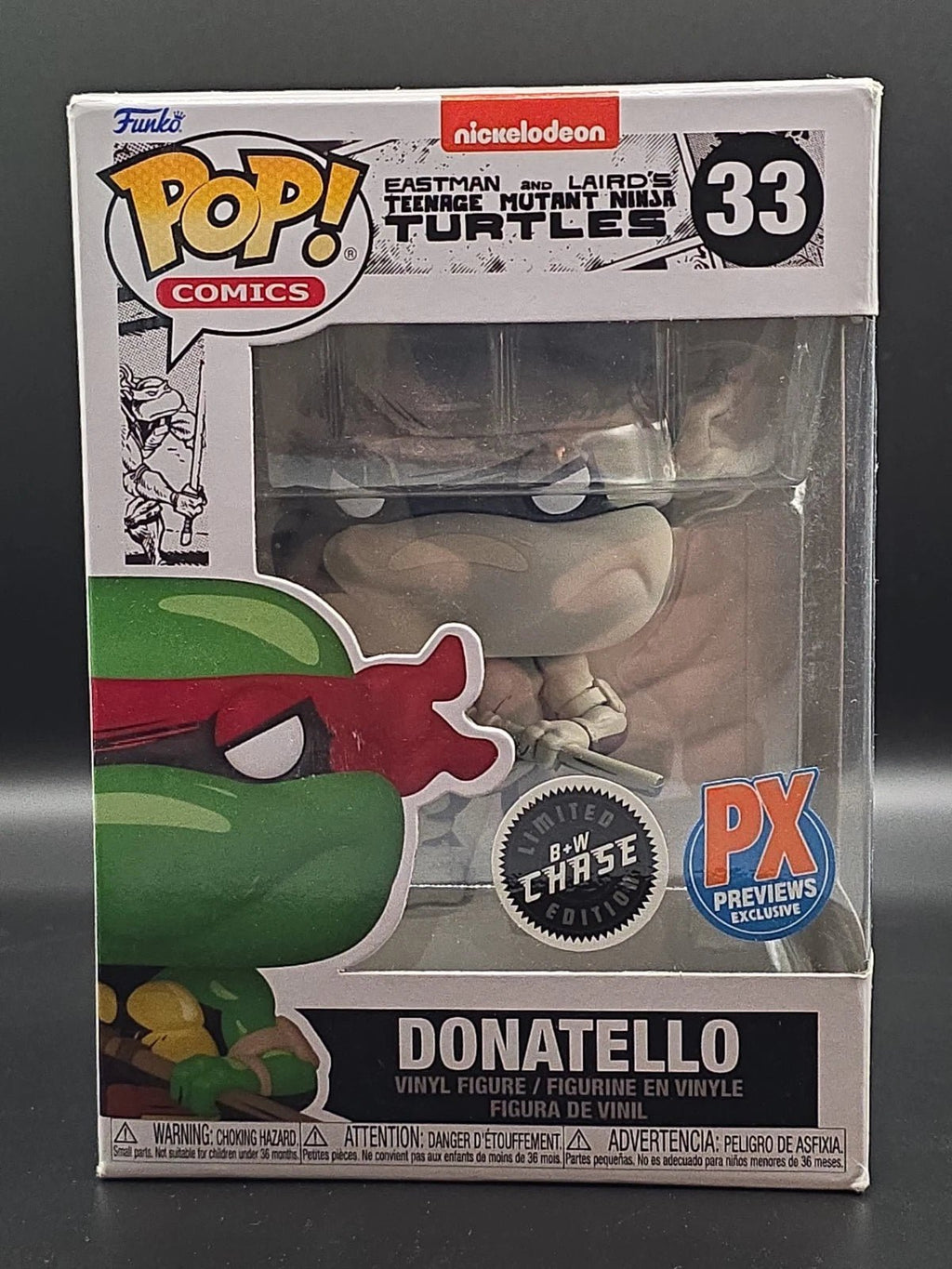 Funko Pop! Comics -Donatello #33 B+W Chase New! TMNT Exclusive RARE Perfect Cond - Grown Up Kids