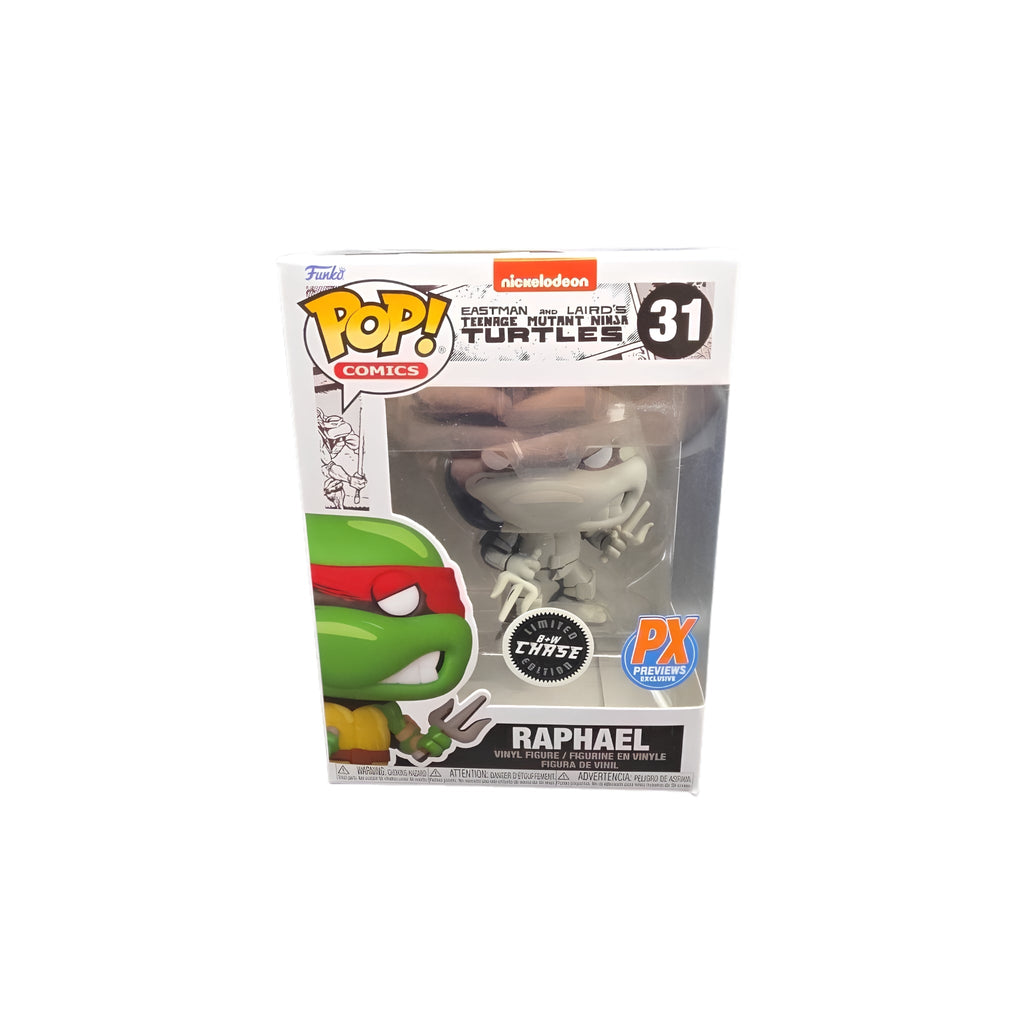 Funko Pop! Teenage Mutant Ninja Turtles: Raphael #31 (Black & White Chase Variant, PX Previews Exclusive + Wall Mount) - Grown Up Kids