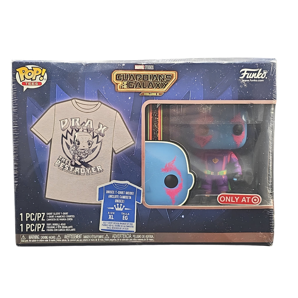 Funko Pop! Tees: Marvel - Black Light Drax Figure & T-Shirt Set (XL) - Grown Up Kids