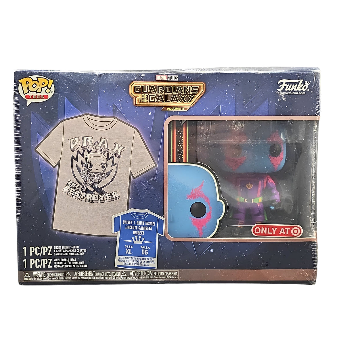 Funko Pop! Tees: Marvel - Black Light Drax Figure & T-Shirt Set (XL) - Grown Up Kids