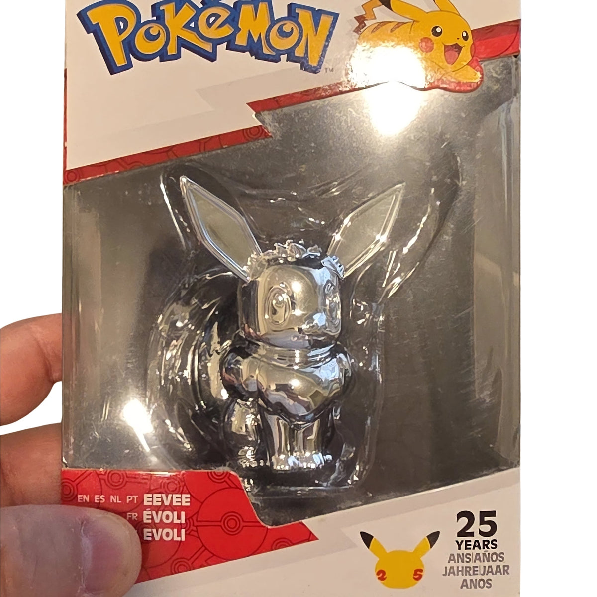 Jazwares Pokémon 25th Anniversary: Eevee Silver Metal Figurine (Series 1) - Grown Up Kids