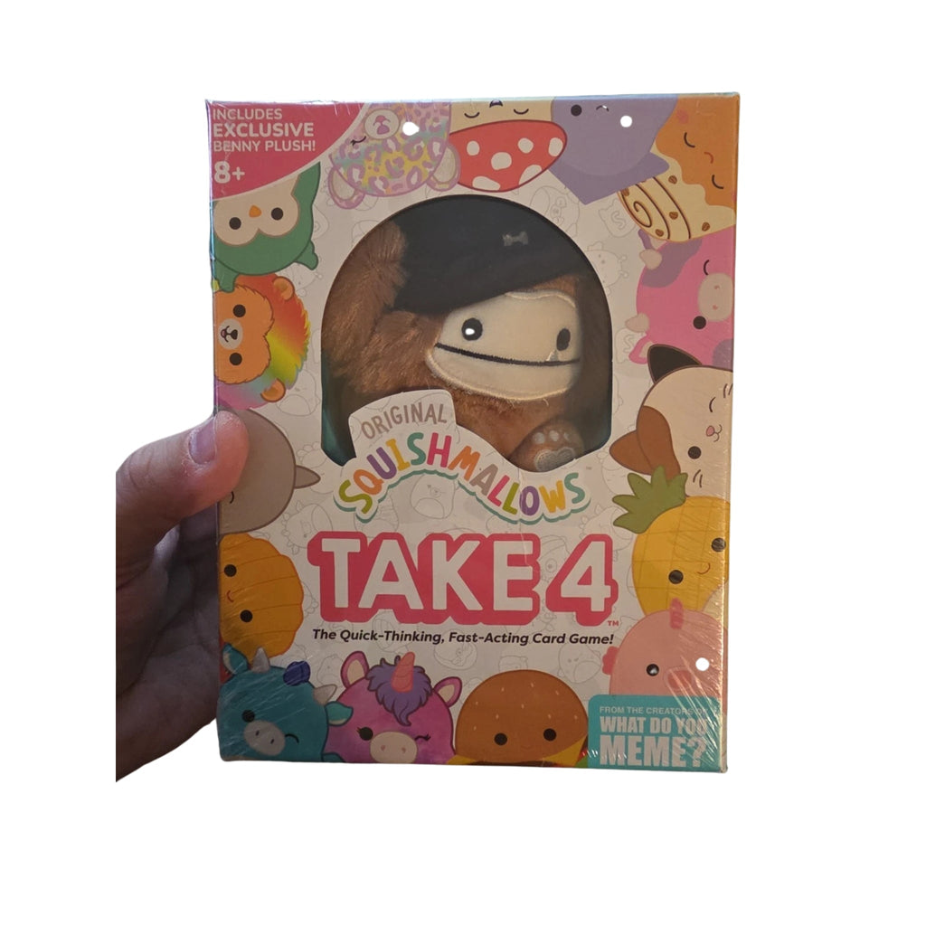 Kellytoy Squishmallows: Take 4 Card Game + Benny The Bigfoot Plush Set - Grown Up Kids