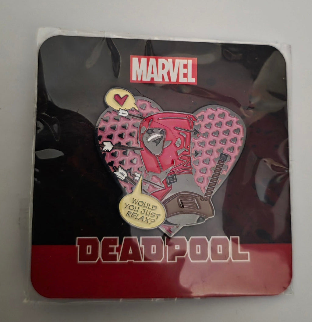 Marvel Deadpool Heart Arrow Enamel Pin – "Would You Just Relax?" Collectible - Grown Up Kids
