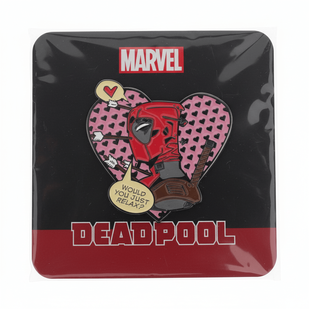 Marvel Deadpool Heart Arrow Enamel Pin - Would You Just Relax? Collectible - Grown Up Kids