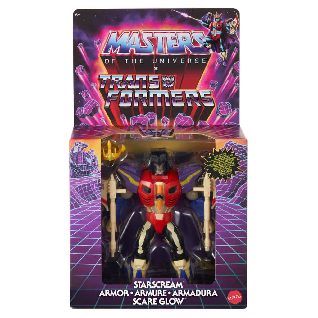 Masters of the Universe x Transformers StarScream with Scare Glow Armor – MOTU Origins Crossover Figure - Grown Up Kids