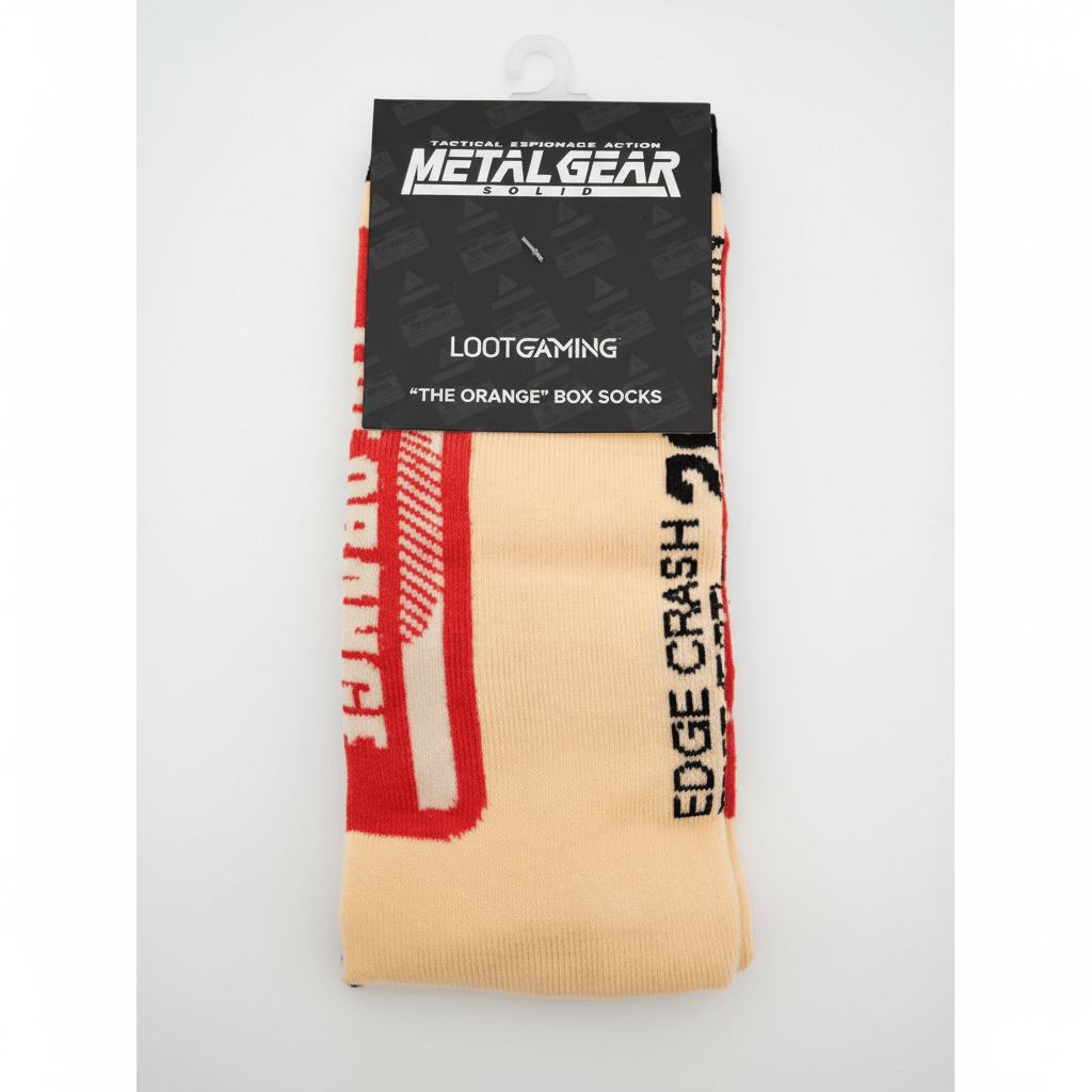 Metal Gear Solid "The Orange" Cardboard Box Crew Socks - Loot Gaming Exclusive - Grown Up Kids