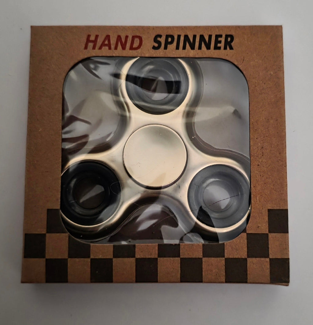 Metallic Gold Tri-Finger Fidget Hand Spinner Toy - Brand New in Box - Grown Up Kids
