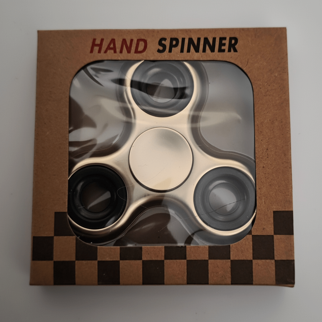 Metallic Gold Tri-Finger Fidget Hand Spinner Toy - Brand New in Box - Grown Up Kids