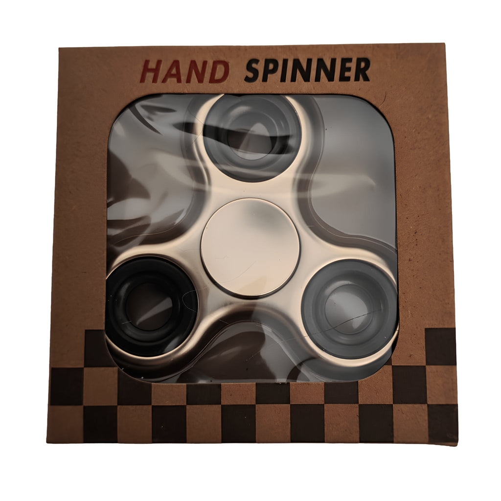 Metallic Gold Tri-Finger Fidget Hand Spinner Toy - Brand New in Box - Grown Up Kids