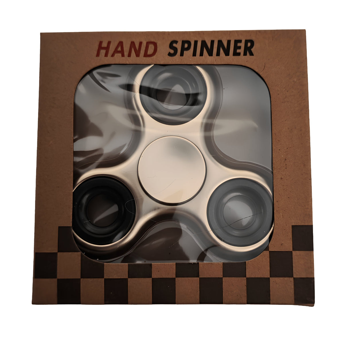 Metallic Gold Tri-Finger Fidget Hand Spinner Toy - Brand New in Box - Grown Up Kids