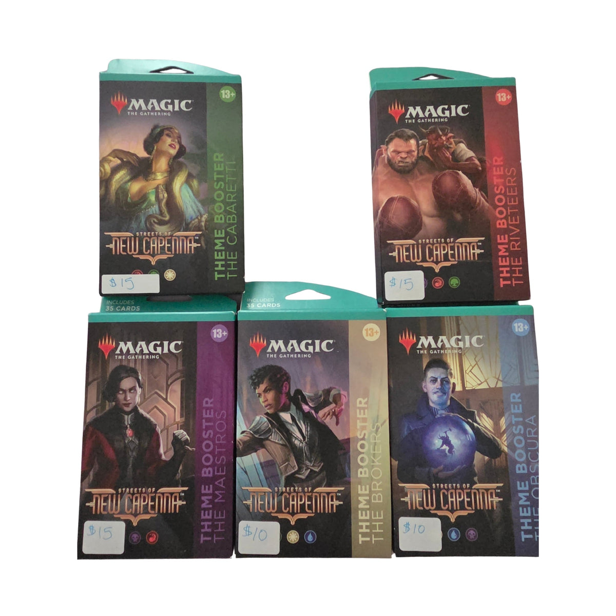 MTG Streets of New Capenna Theme Booster Pack Set of 5 Lot Magic The Gathering - Grown Up Kids