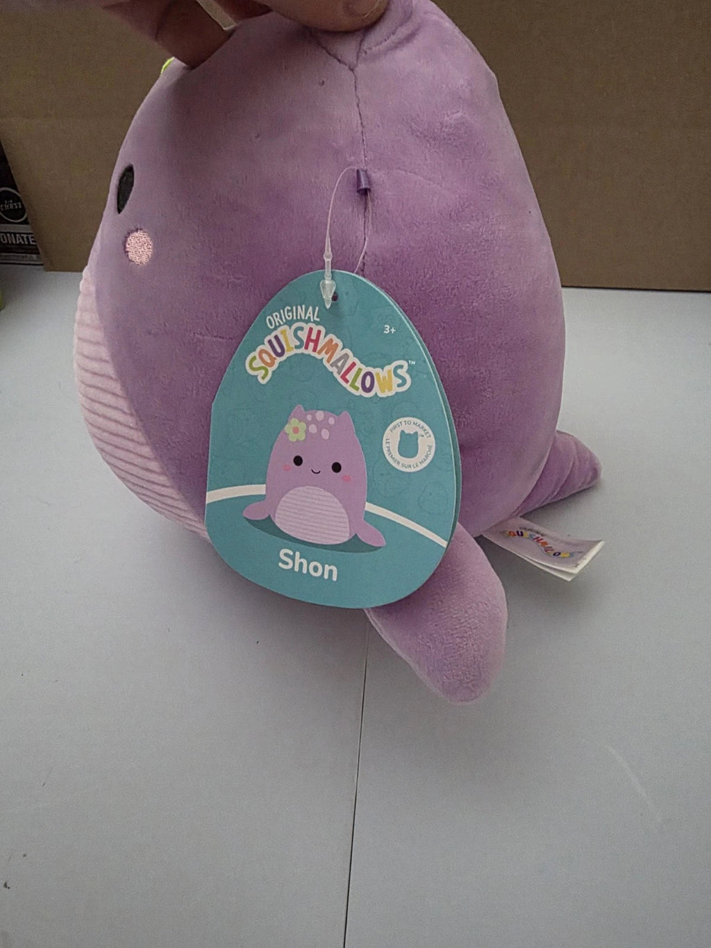NEW Squishmallows 8” Inch Shon the Purple Loch Ness Monster W Flower - Grown Up Kids