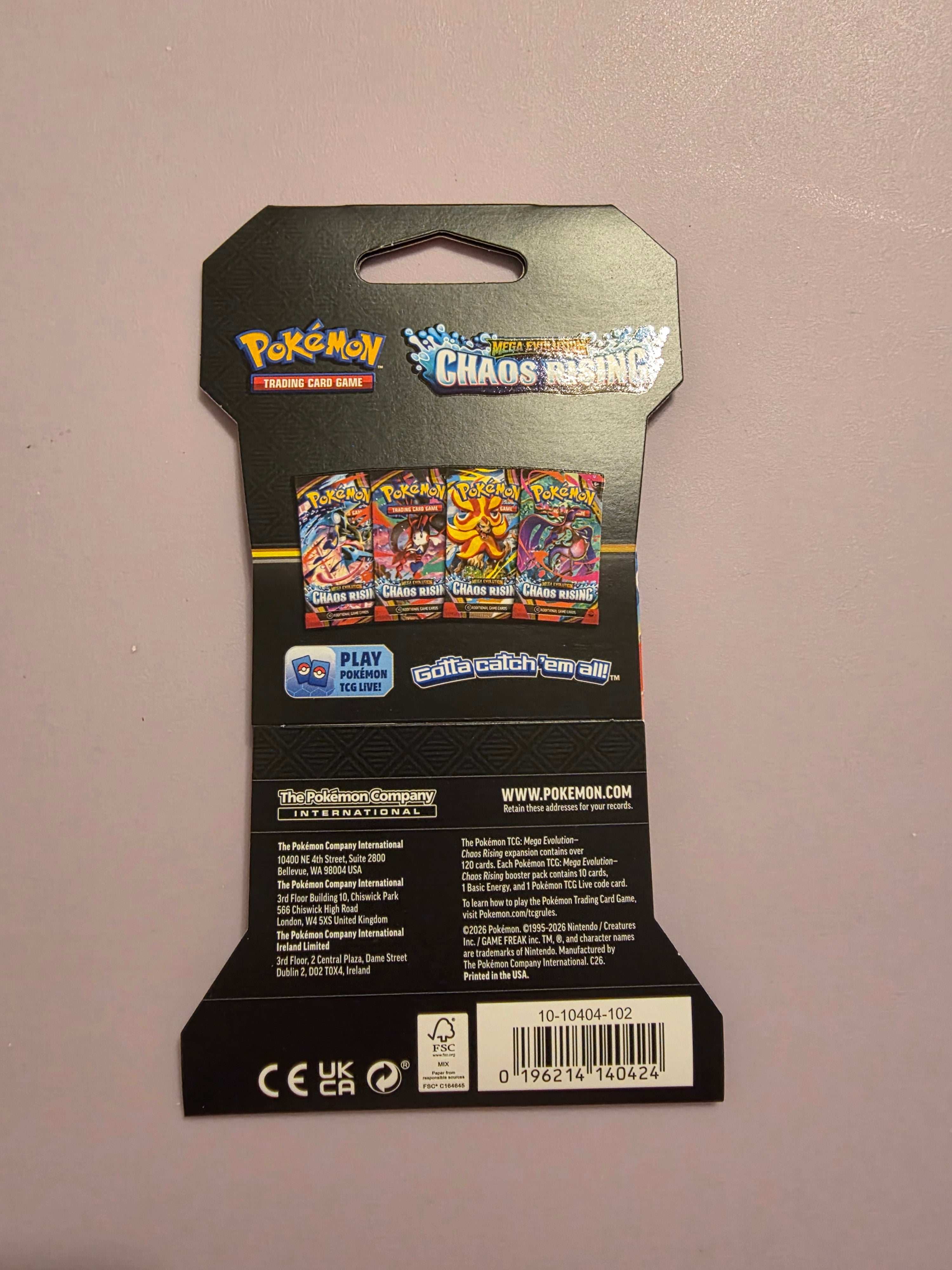Pokémon TCG Mega Evolution Chaos Rising Sleeved Booster Blister Pack - Factory Sealed - Grown Up Kids
