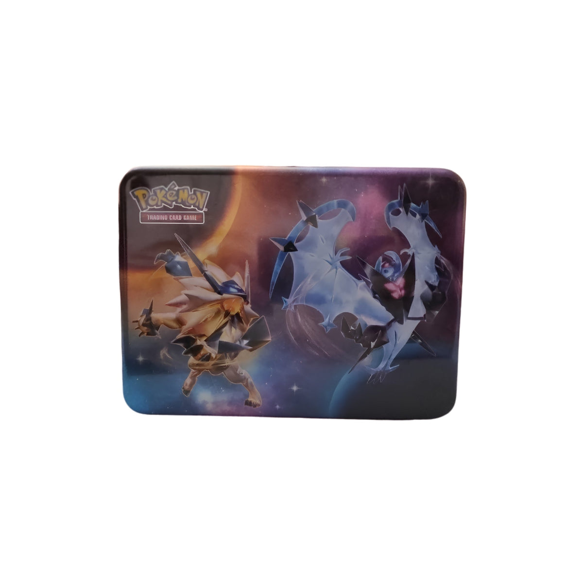 Pokémon TCG Metal Tin Storage Box: Solgaleo, Lunala & Lycanroc - Grown Up Kids