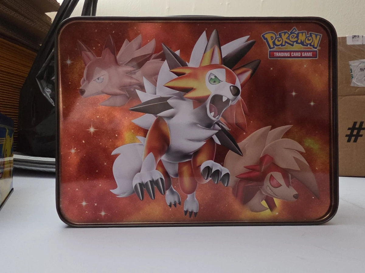 Pokémon TCG Metal Tin Storage Box Solgaleo Lunala Lycanroc Multicolor - Grown Up Kids