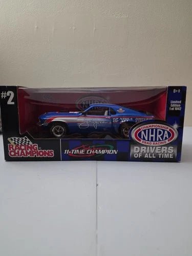 Racing Champions John Force #2 NHRA 1970 Ford Mustang Blue 1:18 Scale Diecast - Grown Up Kids