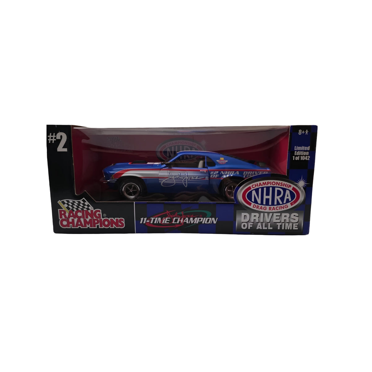 Racing Champions John Force #2 NHRA 1970 Ford Mustang Blue 1:18 Scale Diecast - Grown Up Kids