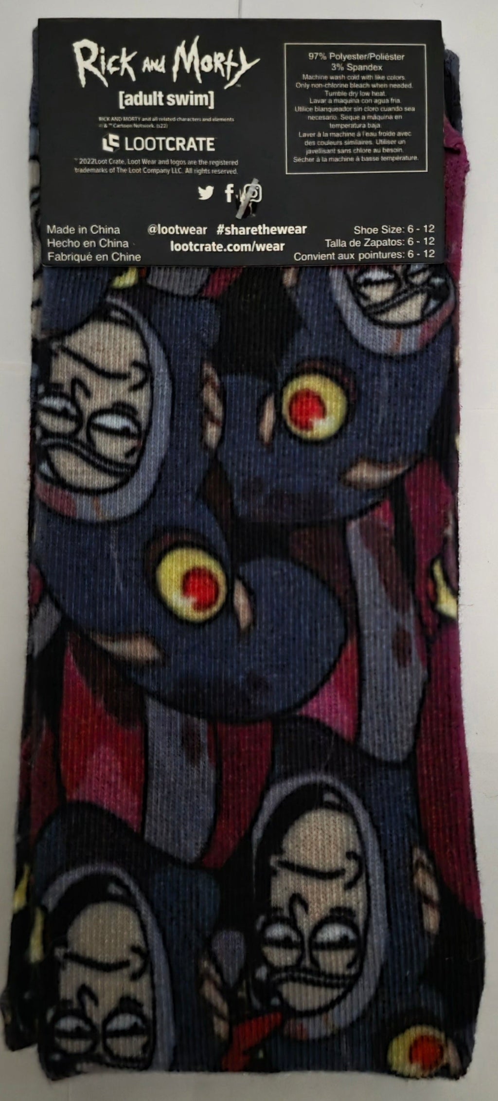 Rick and Morty "Squid Disguise" Decoy Crew Socks (Loot Wear Exclusive) - Grown Up Kids