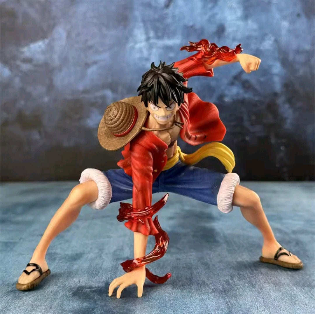 Custom Anime Pirate Action Figure – Battle Pose w/ Flame Effect, 6–7” Collector Display