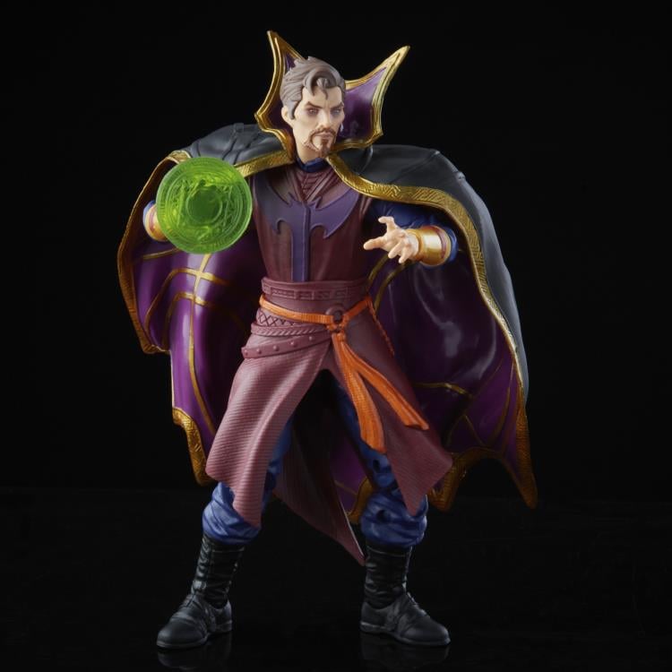 Action figure in a fantasy costume with a glowing green orb on a black background