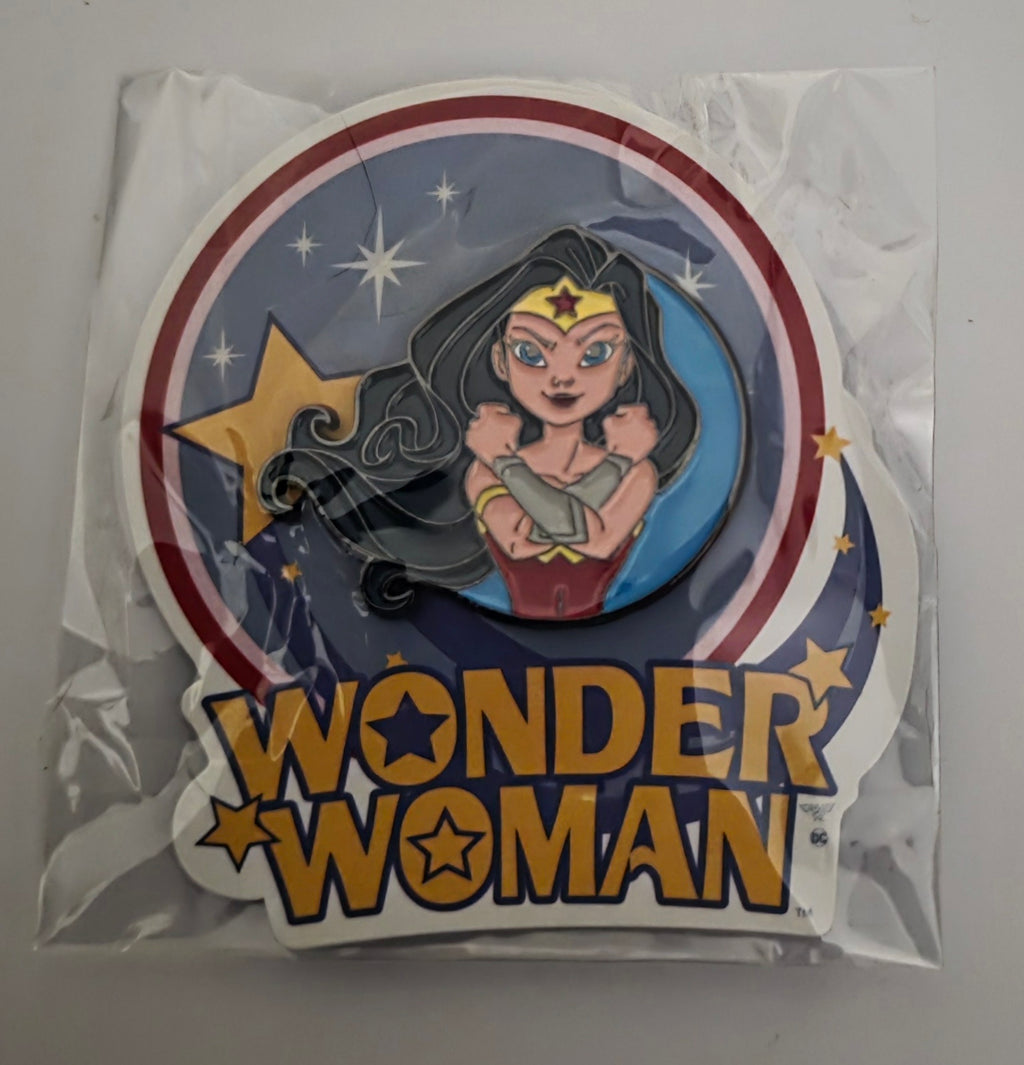 DC Comics Wonder Woman Enamel Pin and Sticker Set - Justice League New