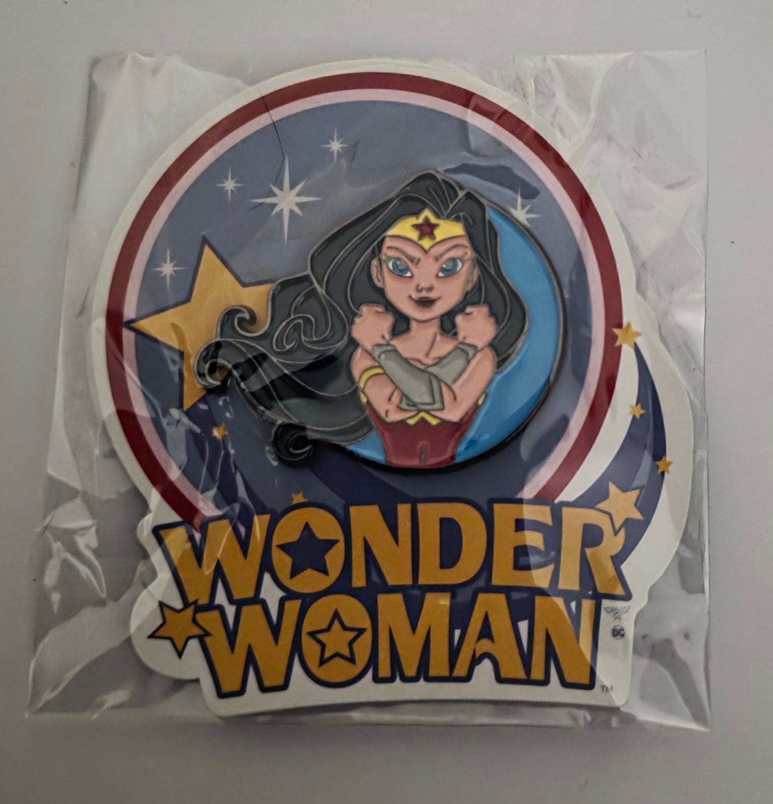 DC Comics Wonder Woman Enamel Pin and Sticker Set - Justice League New