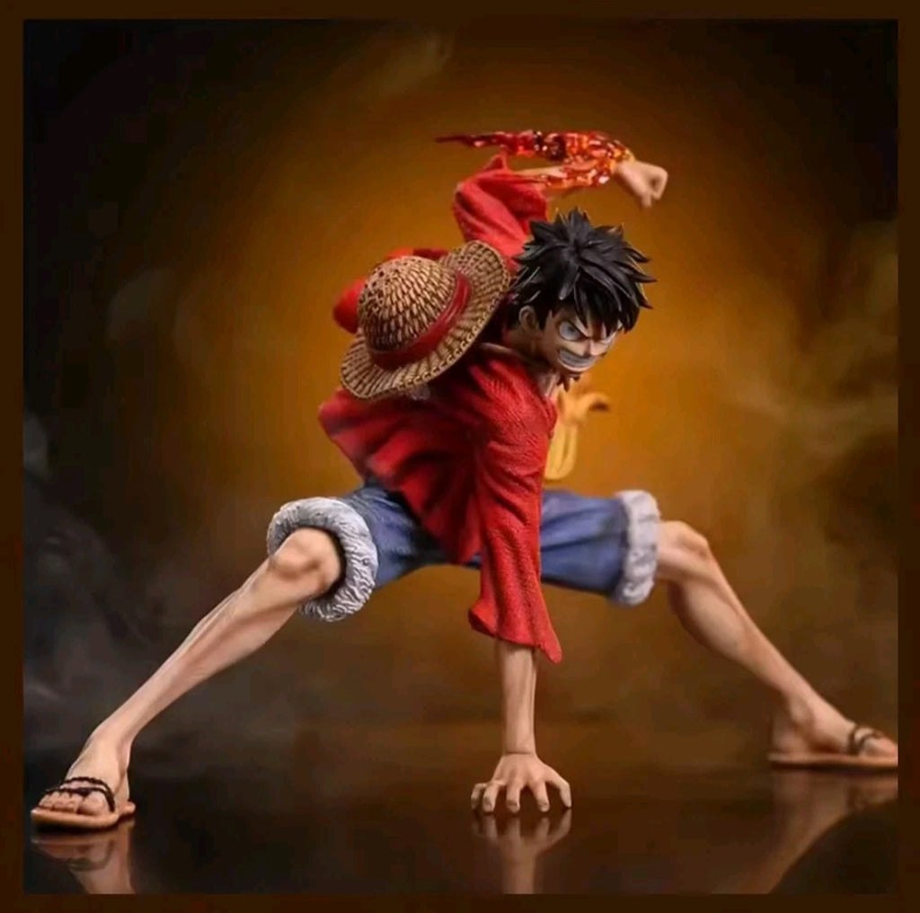 Custom Anime Pirate Action Figure – Battle Pose w/ Flame Effect, 6–7” Collector Display