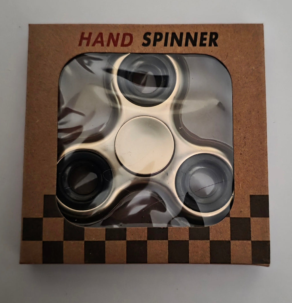 Metallic Gold Tri-Finger Fidget Hand Spinner Toy - Brand New in Box