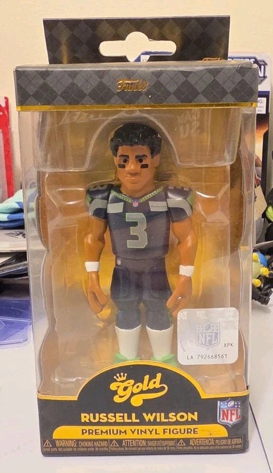 RUSSELL WILSON Funko Gold 5" Premium Vinyl Figure - Back Of Box Dented In - Grown Up Kids