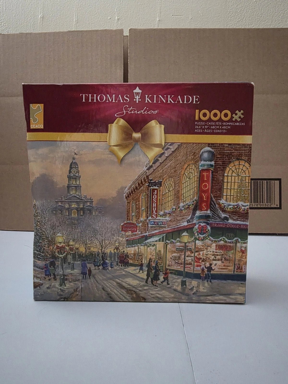Sealed Thomas Kinkade Series -1000 Piece - 26.6" X 19” Christmas - Damaged Box - Grown Up Kids