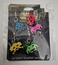 Space Invaders Retro Pixel Alien Zipper Pull Charms - 5-Piece Set New - Grown Up Kids