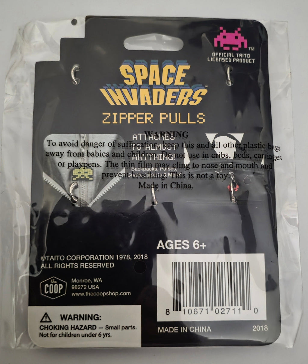 Space Invaders Retro Pixel Alien Zipper Pull Charms - 5-Piece Set New - Grown Up Kids