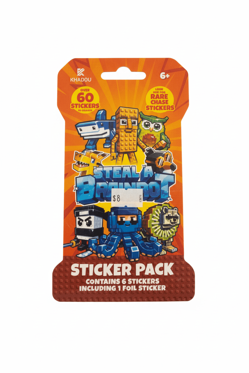 Steal a Brainrot Collectible Sticker Pack – 6 Stickers (1 Foil Included) - Grown Up Kids