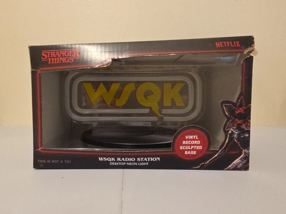 Stranger Things WSQK Radio Station Desktop Neon Light Yellow UKONIC USB Touch - Grown Up Kids