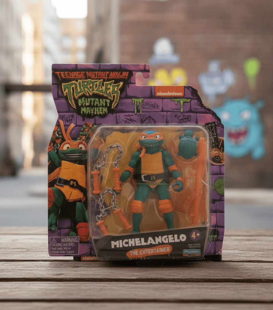 TMNT Mutant Mayhem Michelangelo The Entertainer Action Figure - Grown Up Kids