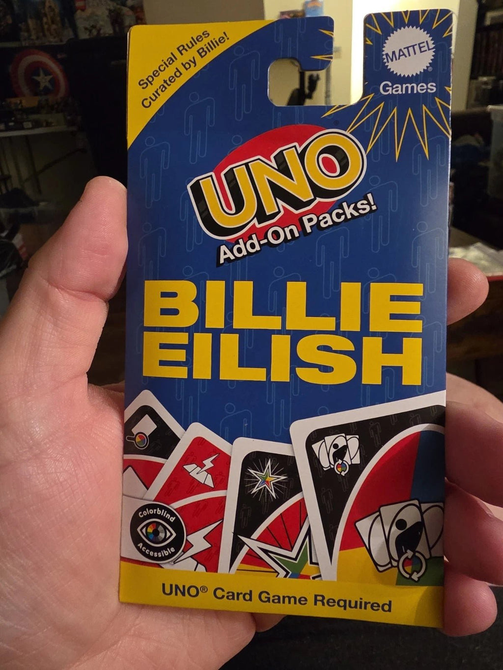 UNO Add-On Pack Billie Eilish Card Game for Family & Game Nights Travel Camping - Grown Up Kids