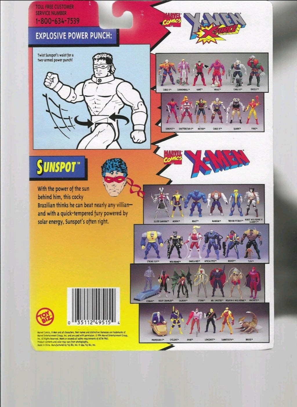 X Men X-Force Sunspot Figure with Explosive Power Punch - Grown Up Kids